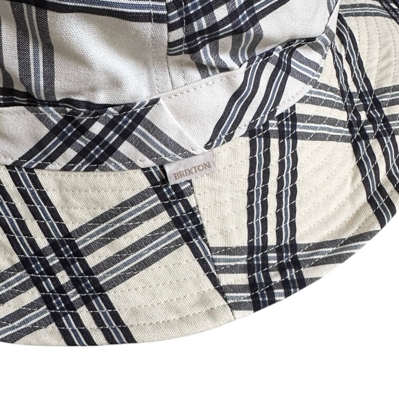 Brixton Bucket Hat Size M/L NWT Ivory Dove Plaid Petra Packable 100% Cotton - Picture 2 of 7